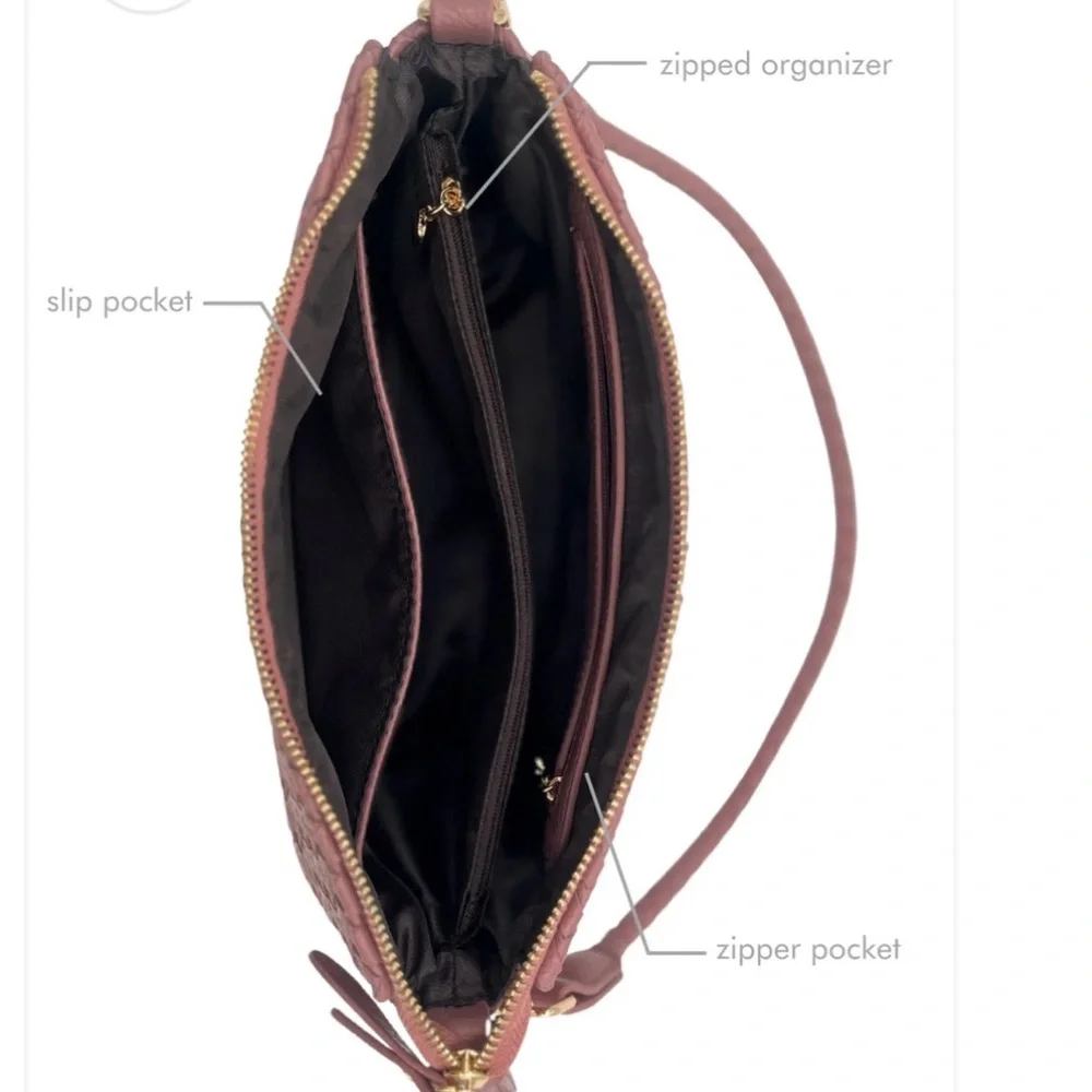 Modern + Chic Elegant Elle Woven shoulder/Crossbody Bag-cinnamon - Picture 7 of 13